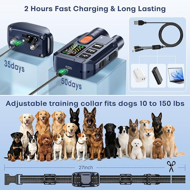 Dog Shock Collar with Remote Control, 4200FT Range, 4 Modes for Dog Training