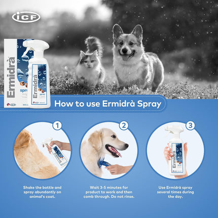 Ermidra Dog & Cat Skin Spray, No-Rinse Rehydrating Leave-In, 300 ml