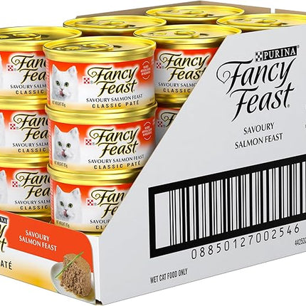 Fancy Feast Classic Paté Adult Wet Cat Food Savoury Salmon Feast 24x85g
