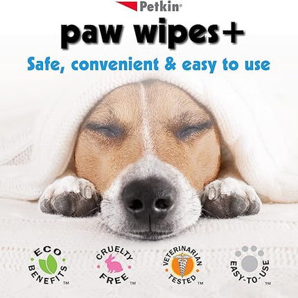 Petkin Paw Wipes with Paw Balm Protectant, 100 Count