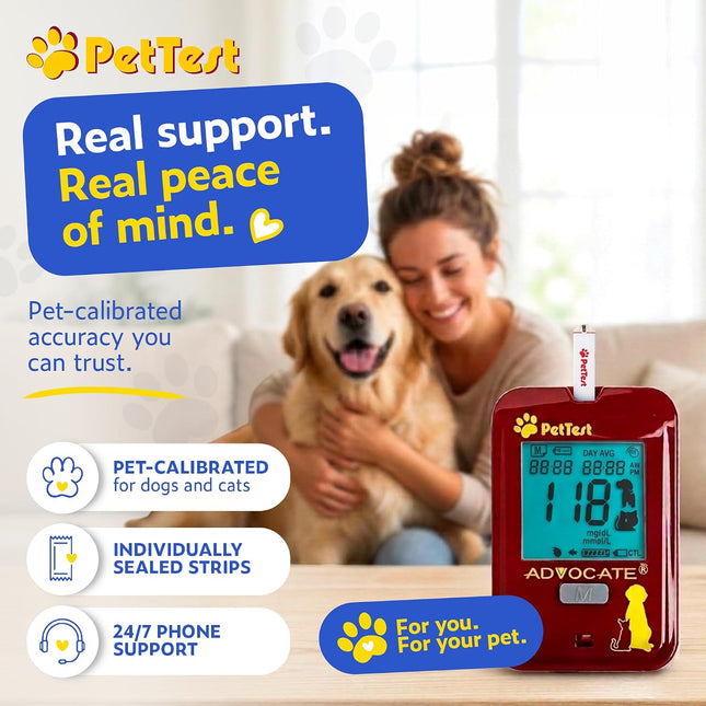 PetTest Pet Glucose Monitor Kit for Dogs and Cats, Blood Sugar Test Meter