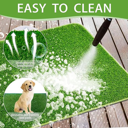 Pack of 2 Dog Toilet Balcony, Artificial Grass, Dog Toilet, Washable Puppy Toilet, Reusable Lawn Training Pee Pads, Training Mat for Small Dogs (46 x 36 cm)
