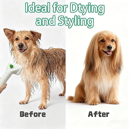 Dog Grooming Dryer, Pet Hair Dryer with Slicker Brush 2-in-1 for Dogs and Cats, Lightweight, Quiet, Adjustable Temp Perfect for Small to Medium Pets