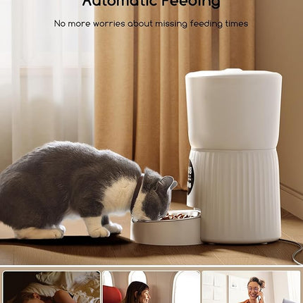 Faroro 4L/17 Cups Automatic Cat Feeder 1-6 Meals Per Day, 30s Voice Recording, Dual Power Supply for Cats and Small Dogs