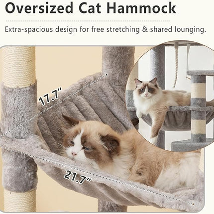 Heybly Heavy Duty Cat Tree, 163cm Tall Tower for Large Indoor Cats ,Light Gray