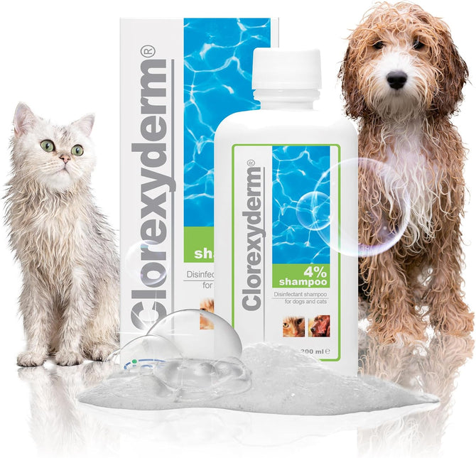 Clorexyderm 4% Chlorhexidine Dog Shampoo, Deep Cleansing Coat Wash, 200 ml