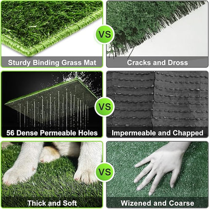 Hompet Dog Potty for Indoor or Porch, 2 Pcs Artificial Grass pads for Small/Medium Dogs