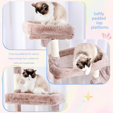 Hey-brother Cat Tree Tower with Stable Extended Base, 3 Platforms, MPJ038MU