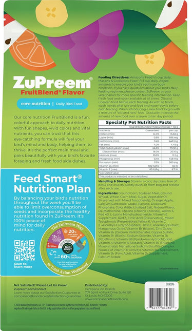 Zupreem Fruit Blend Diet for Large Birds, 3.5-Pound