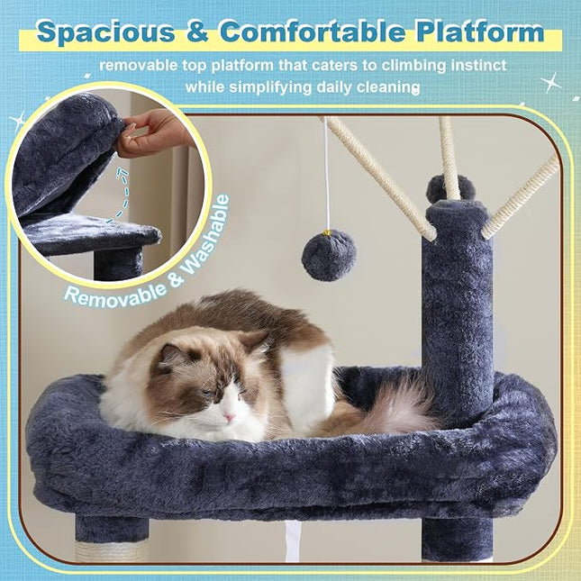 Hey-brother Cat Tree Tower with 3 Condos, Step Climbing Pathway MPJ081G