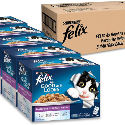 FELIX As Good As It Looks Adult Wet Cat Food Favourites Selection 60x85g