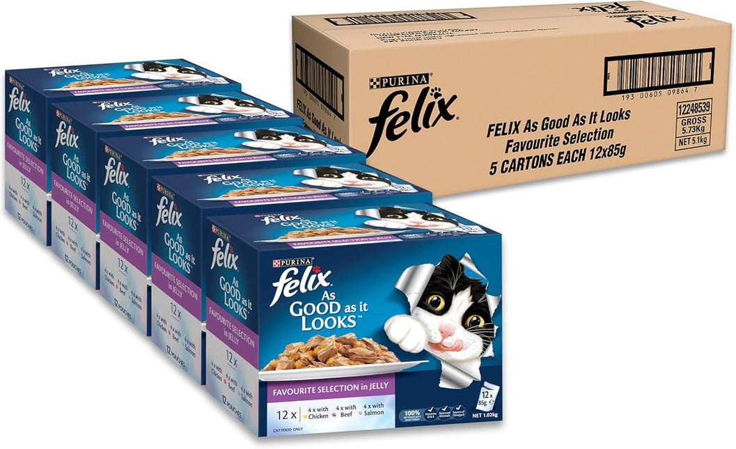 FELIX As Good As It Looks Adult Wet Cat Food Favourites Selection 60x85g