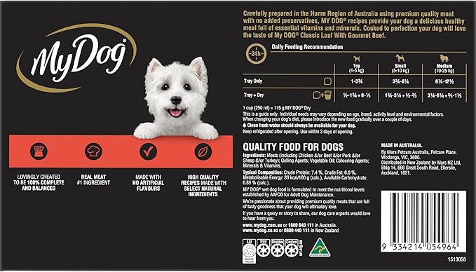 My Dog Adult Wet Dog Food Classic Loaf with Gourmet Beef 24 x 100g Trays