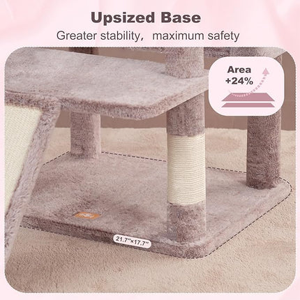 Heybly Tall Cat Tree for Large Cats, 80-inch Multi-Level Cat Tower for Indoor Cats, Muchroom