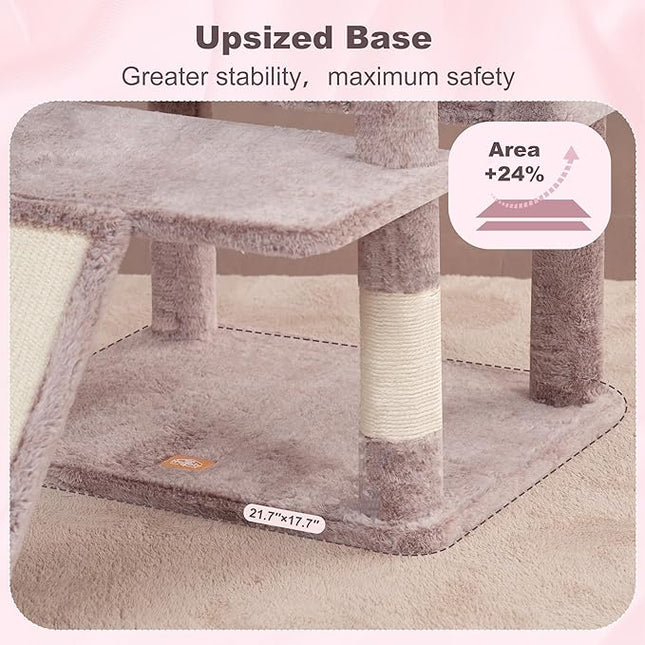 Heybly Tall Cat Tree for Large Cats, 80-inch Multi-Level Cat Tower for Indoor Cats, Muchroom