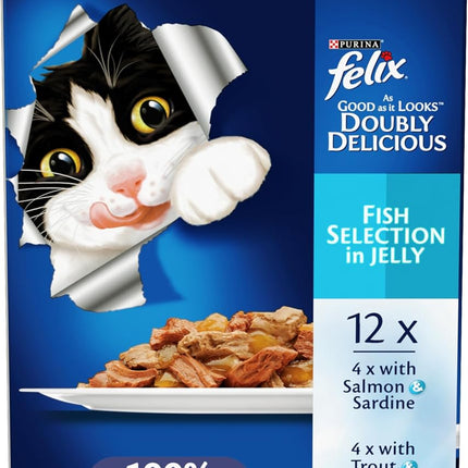 FELIX As Good As It Looks Adult Wet Cat Food Fish Selection in Jelly 60x85g