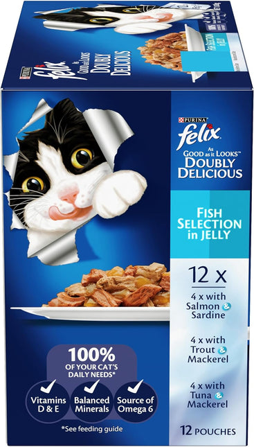 FELIX As Good As It Looks Adult Wet Cat Food Fish Selection in Jelly 60x85g
