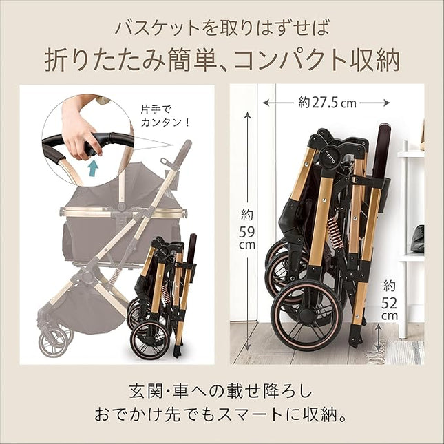 Gex Osoto Grace RC Noir Buggy Carry House 3-Way Folding Compact with One Touch Freestanding Frame for Dogs and Cats, Comfortable Ride & Pushing Feel, Load Capacity Less Than 48.5 lbs (22 kg)