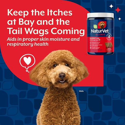 NaturVet Hemp Allergy Aid Supplement for Dogs - 120 Soft Chews