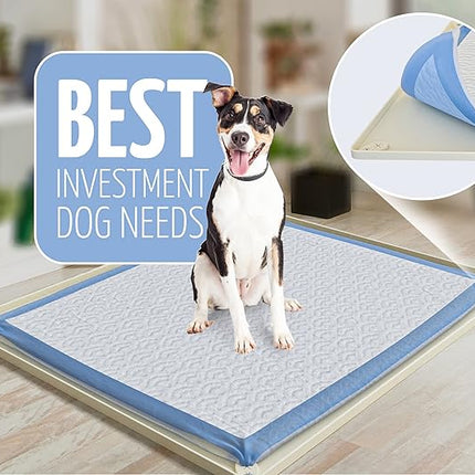 TidyFriend Dog Pee Pad Holder Tray Fits for 30” x 23” Pee Pads with Corner Lock Holes, Raised Edges, Non-Spill, Easy to Clean Silicone  (Beige)