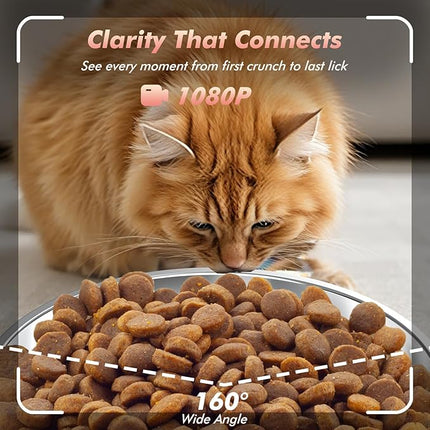 Nityers Automatic Cat Feeder with Camera, 5G WiFi Automatic Dog Feeder, Up to 15mm Kibbles, 5L Large Capacity, 1080P HD