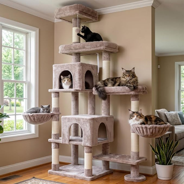 Hey-brother Cat Tree Tower with Stable Extended Base, 3 Platforms, MPJ038MU