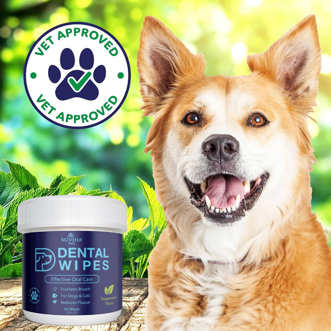 NOVEHA Pets Dental Finger Wipes for Dogs & Cats | Freshens Breath, Reduces Plaque | Healthier Gums,120pcs