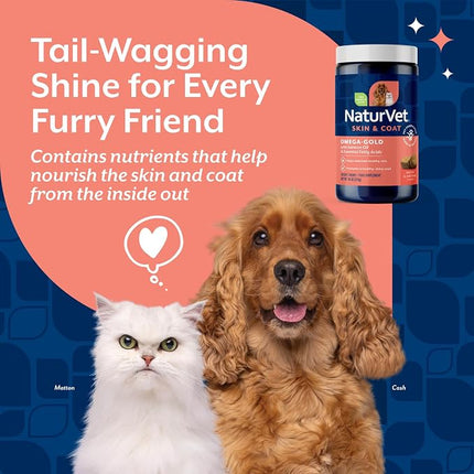 NaturVet Omega-Gold Plus Salmon Oil Skin Supplement for Pets - 180 Ct