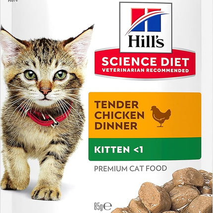Hill's Science Diet Kitten Wet Cat Food, Chicken, 85g, 12 Pack, Cat Food Pouches