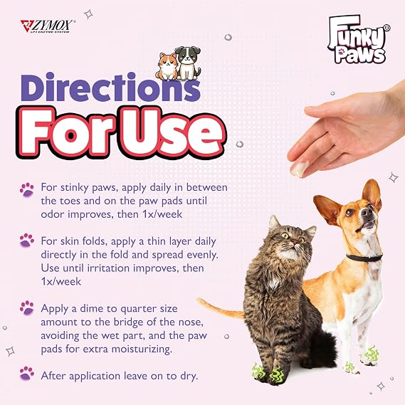 Zymox Funky Paws - Paw, Nose & Fold Cream for Dogs & Cats - Veterinary Strength - 90g