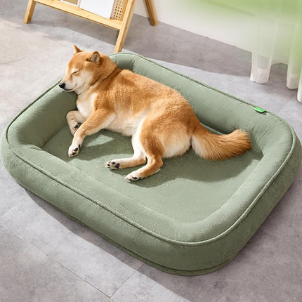 Removable Washable Dog Bed Calming Anti-Anxiety Pet Bed Rectangle Crate Mattress (75 * 60 * 14cm,Dark Green)