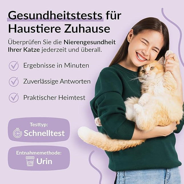 getTested Kidney Test for Cats, 10-Minute Home Urinalysis Kit, UPC Ratio Urine Test Strips for Early CKD Detection, Proteinuria, and Kidney Health Monitoring