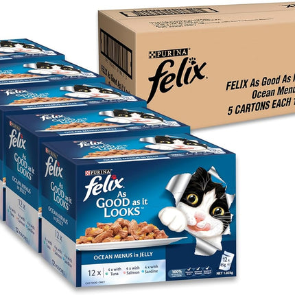 FELIX As Good As It Looks Adult Wet Cat Food Ocean Menus in Jelly 60x85g