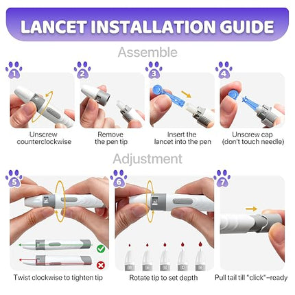 LinkSun Pet Glucose Monitor Kit, 100 Strips+Lancets, For Dogs, Cats, Rabbit