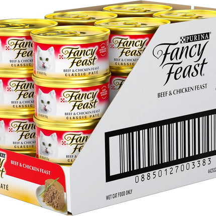FANCY FEAST Classic Paté Adult Wet Cat Food Beef & Chicken Feast 24x85g