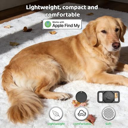 Pet Tracker,GPS Collar for Dogs (iOS Only) Smart tag,Waterproof Compatible with Apple Find My,No Monthly Fee