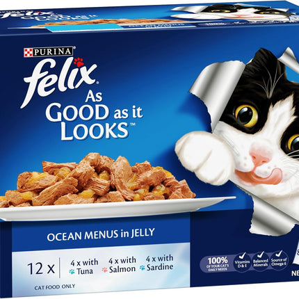FELIX As Good As It Looks Adult Wet Cat Food Ocean Menus in Jelly 60x85g