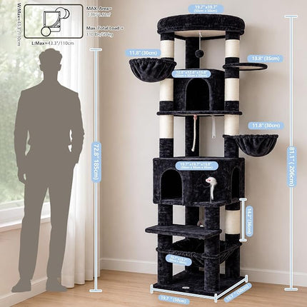 Cat Tree, 81.1" Skyward Corner Cat Tower for Large Cats VCT031G