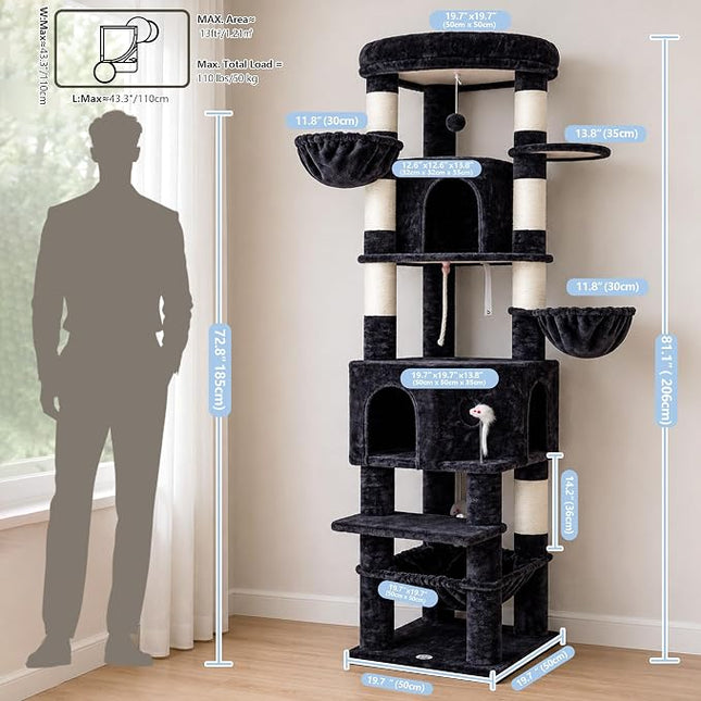 Cat Tree, 81.1" Skyward Corner Cat Tower for Large Cats VCT031G