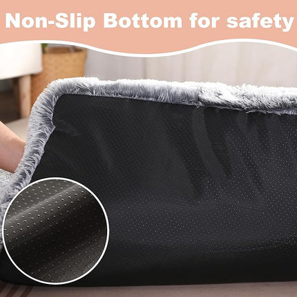 Bedfolks Waterproof Dog Crate Bed,Plush Dog Crate Pad with Removable Cover,Dog Kennel Bed 23"x18",Dark Grey