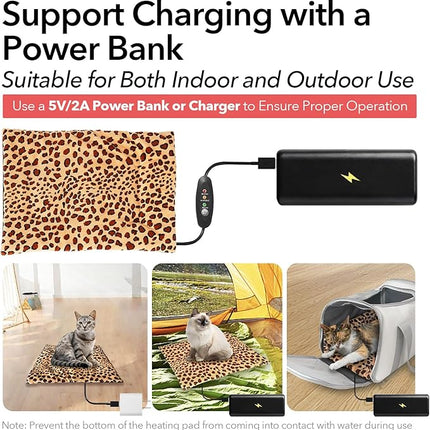 USB Heating Pad for Cat Small Dog, 5V Safe Heated Pet Mat with 3-Temp