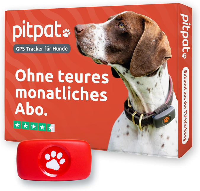 PitPat Dog GPS Tracker -Twin Pack Black and Red - Track 2 Dogs - No Subscription Required - Suitable for All Dogs and Fits All Collars - Smart Activity Tracker, Satellite Tracking with Unlimited Range