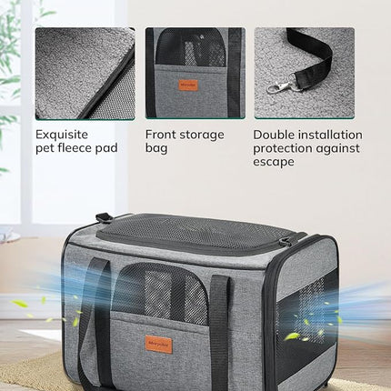 Morpilot Cat Carrier with Wheels Airline Approved, Pet Dog Carrier Dark Gray