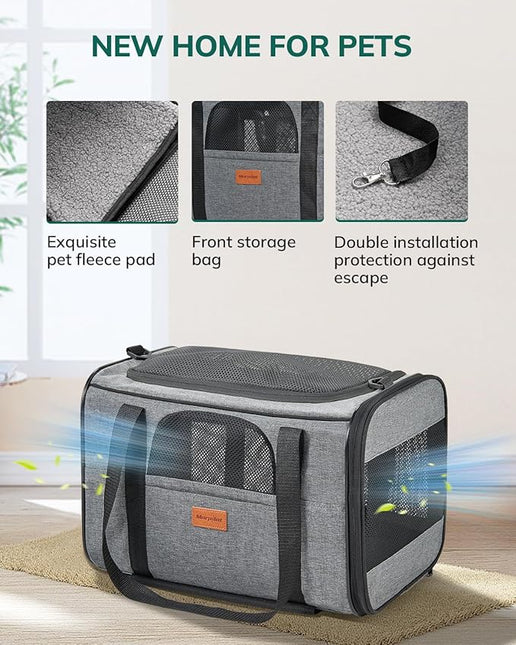 Morpilot Cat Carrier with Wheels Airline Approved, Pet Dog Carrier Dark Gray