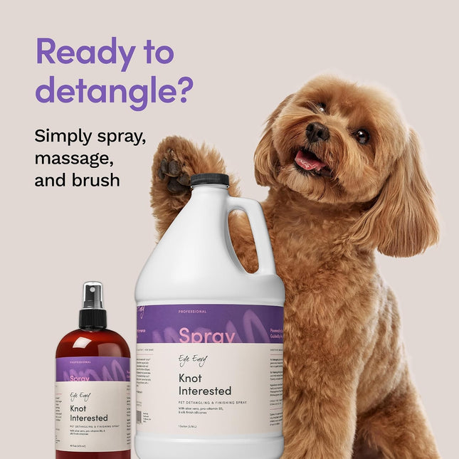 Eye Envy Knot Interested Dog Detangling Spray. Professional Leave-in Grooming Spray. Helps Release Knots, Mats & Tangles. Instant Slip. High Shine. Anti-Static. Made in USA. 16 fl.oz/118 ml