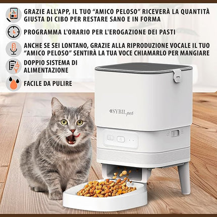 Automatic Cat Feeder 4L - Automatic Feeder for Cats and Small Dogs with App Control, Voice Recording