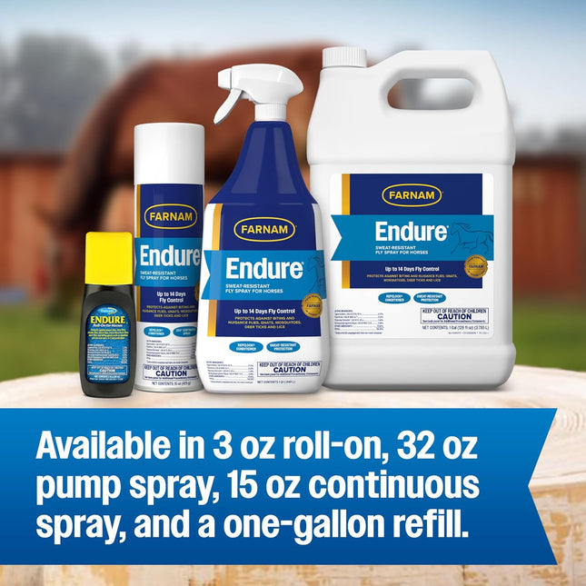 Farnam Endure Fly Spray for Horses, Long-Lasting Fly Repellent, 32 oz Spray
