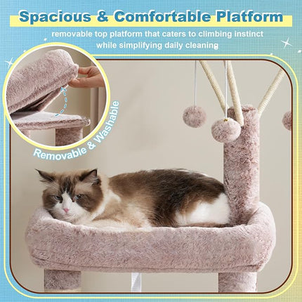 Hey-brother Cat Tree Tower with 3 Condos, Step Climbing Pathway MPJ081MU