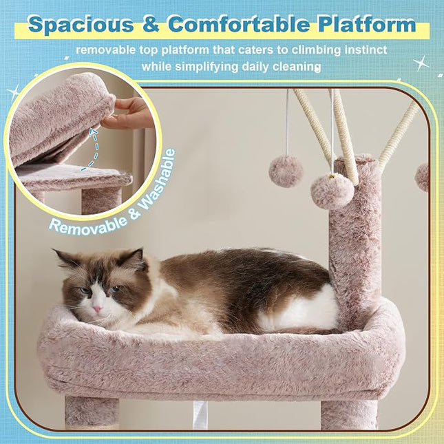 Hey-brother Cat Tree Tower with 3 Condos, Step Climbing Pathway MPJ081MU