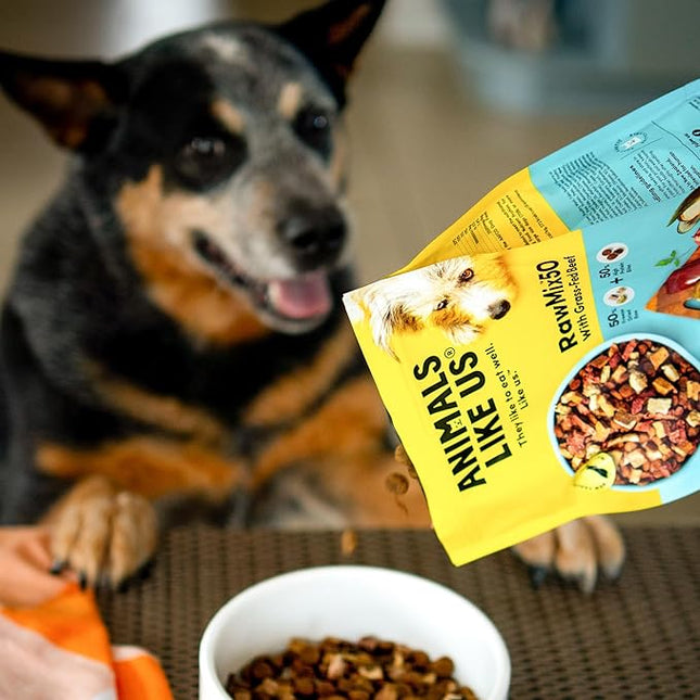 RawMix50 Dog Food Grass-Fed Beef 340g — 50% Freeze-Dried Raw, High Protein, Non-GMO, No Wheat or Corn